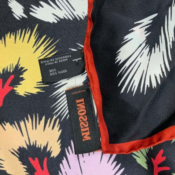 MISSONI Black Multi-Color Abstract Print Silk Scarf - Picture 5 of 5
